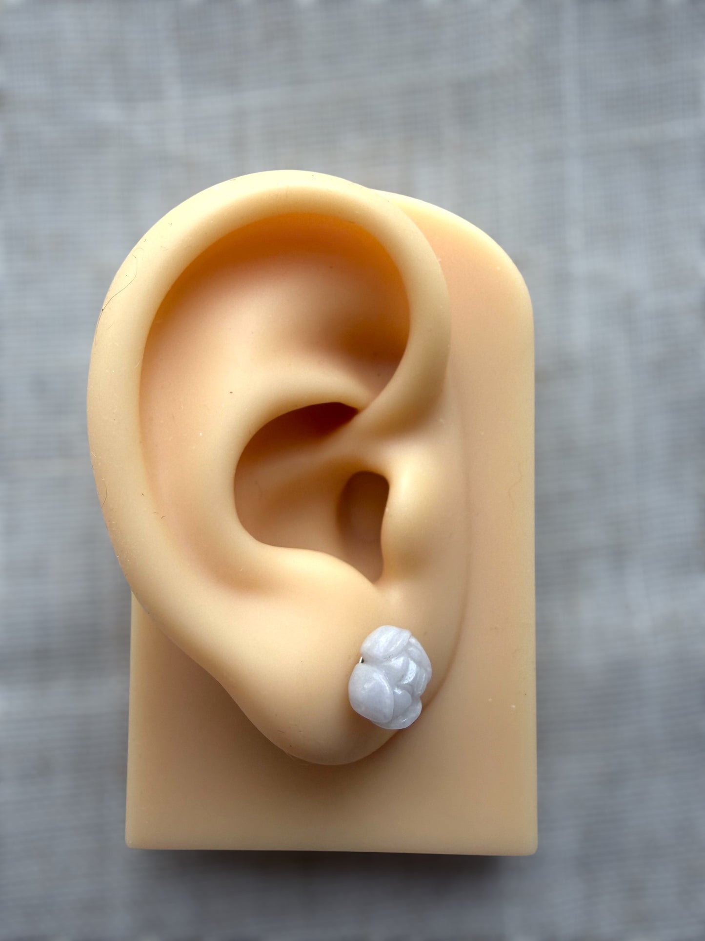 Purple Carved Flower Jadeite Earring Studs