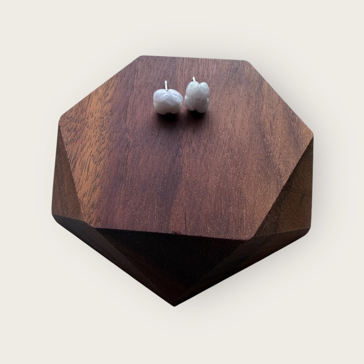 Purple Carved Flower Jadeite Earring Studs