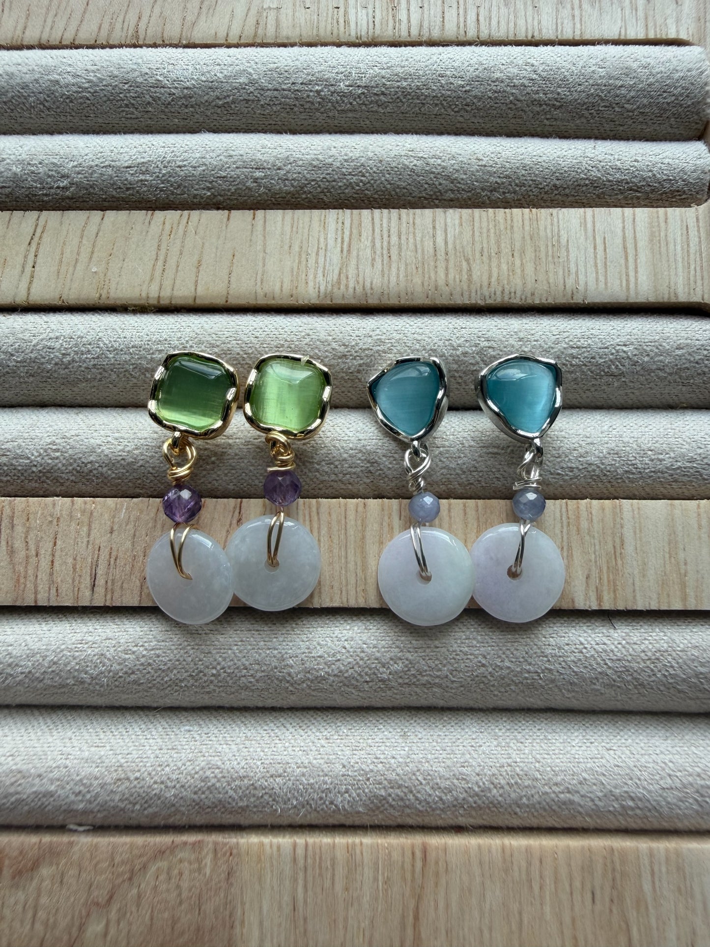 Purple Donut Jadeite Earring Studs