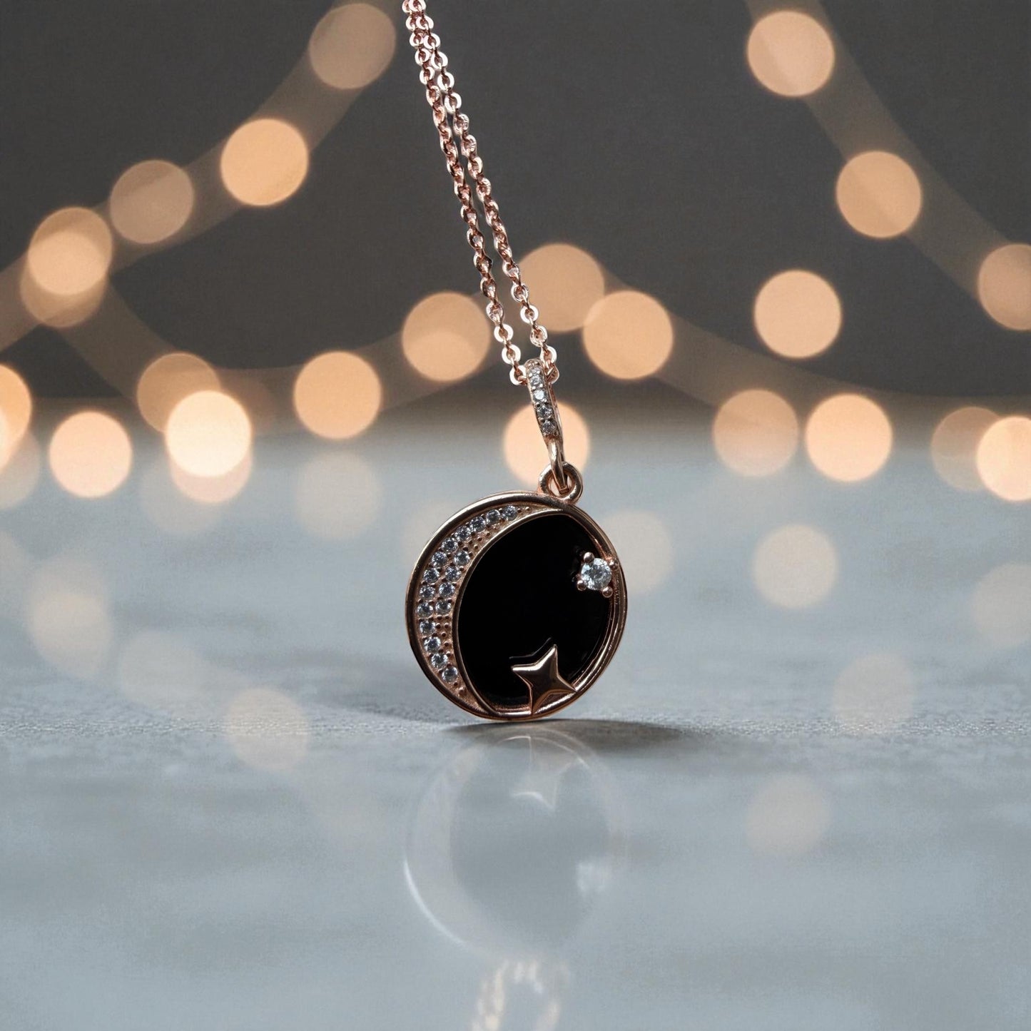 Omphacite Jadeite Moon Star Necklace