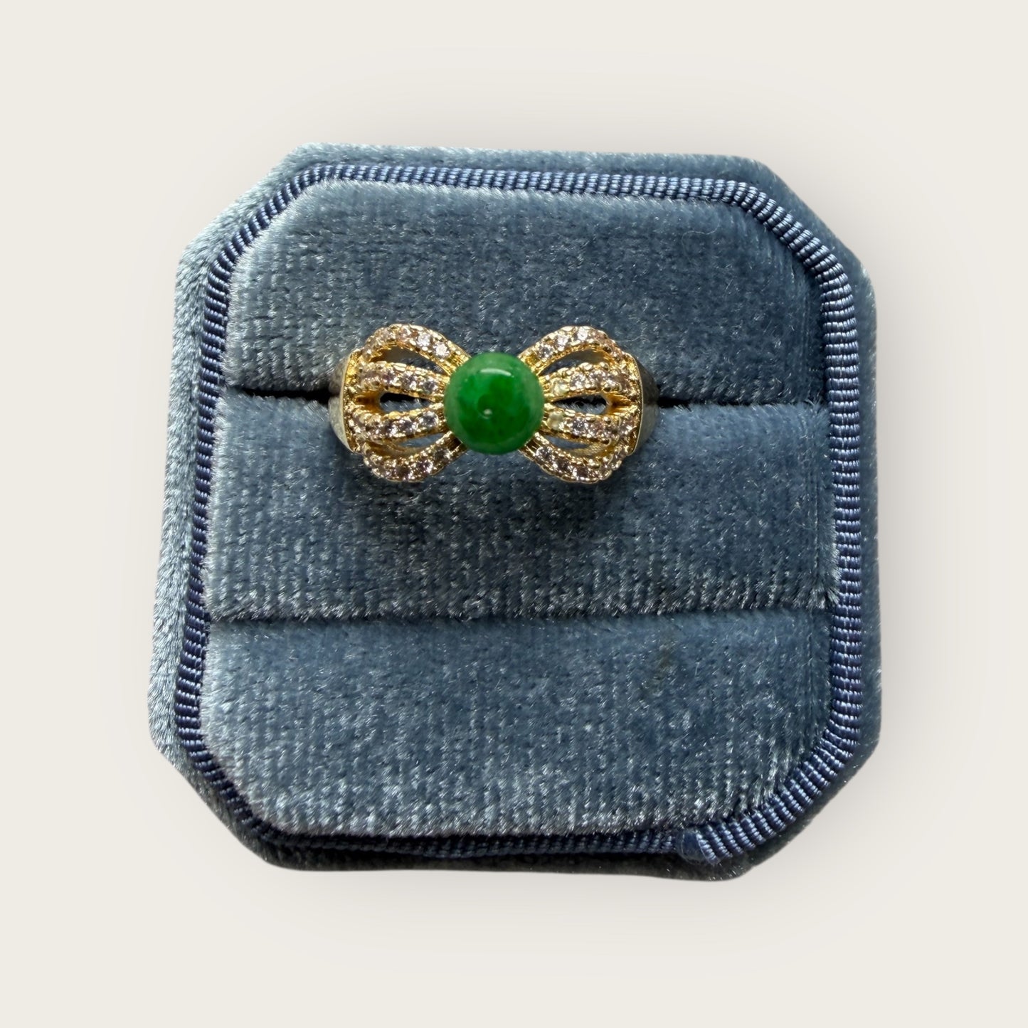 Green Jadeite Ribbon Ring