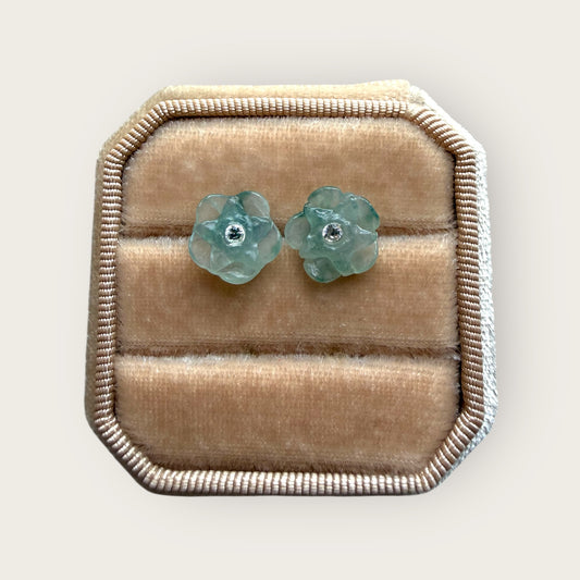 Flower Jadeite Earring Studs