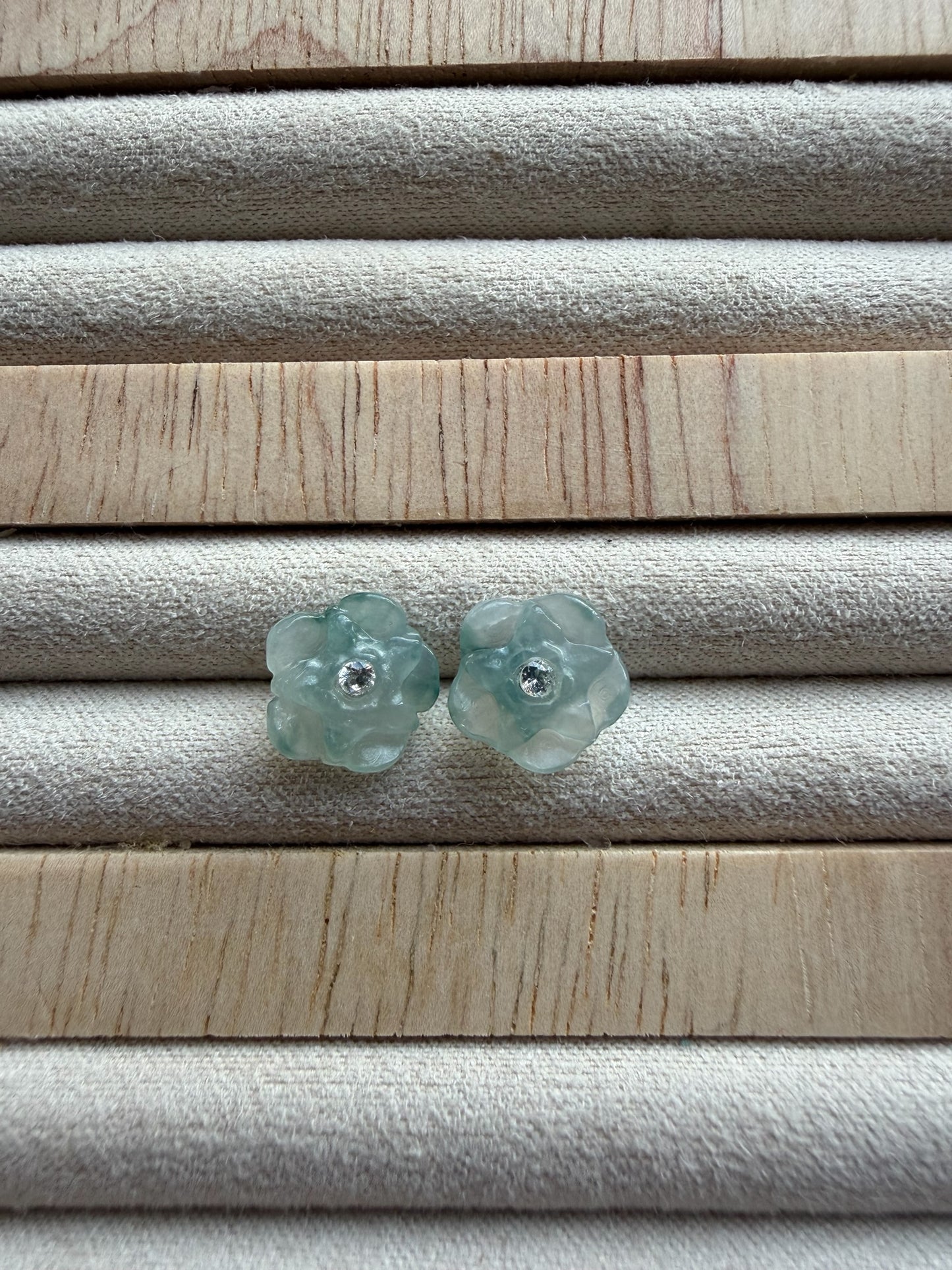 Flower Jadeite Earring Studs