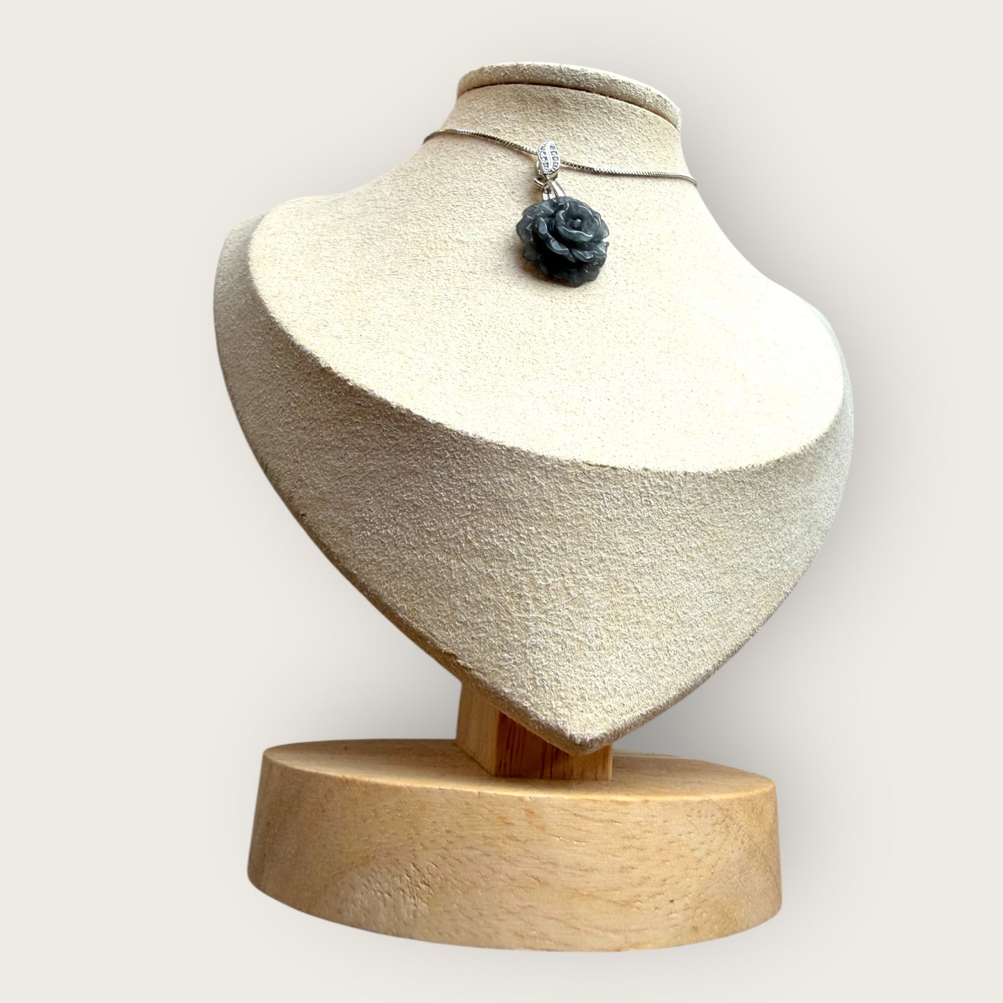 Black Wuji Flower Jadeite Necklace