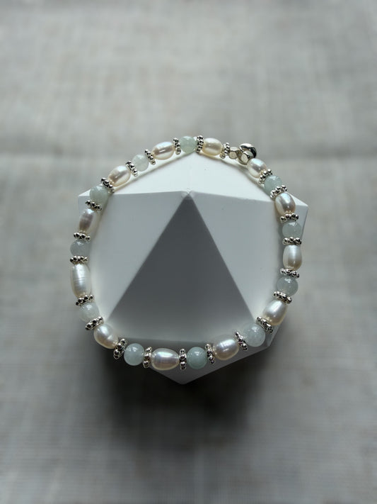 Jadeite Pearl Bracelet - Adjustable