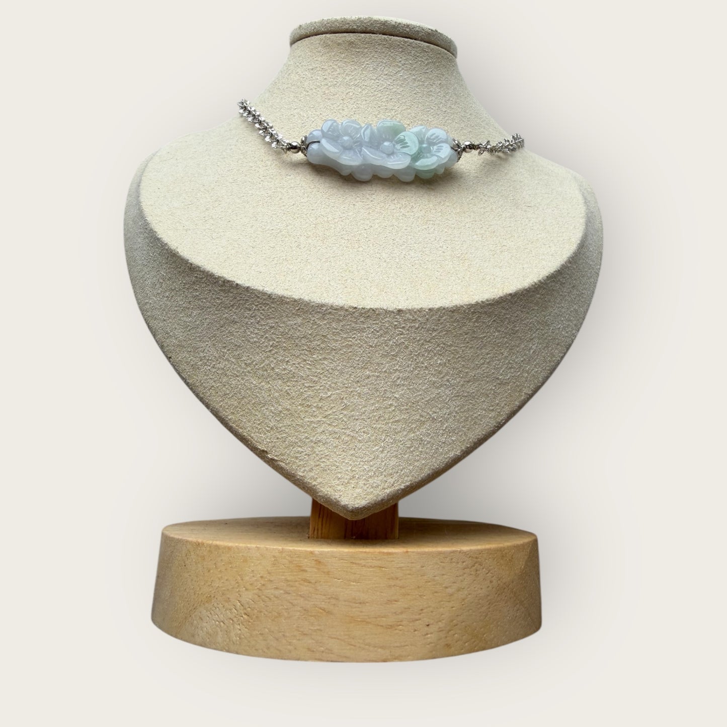 Trio Flower Feather Jadeite Necklace