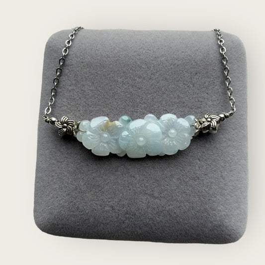 Trio Flower Coin Jadeite Necklace