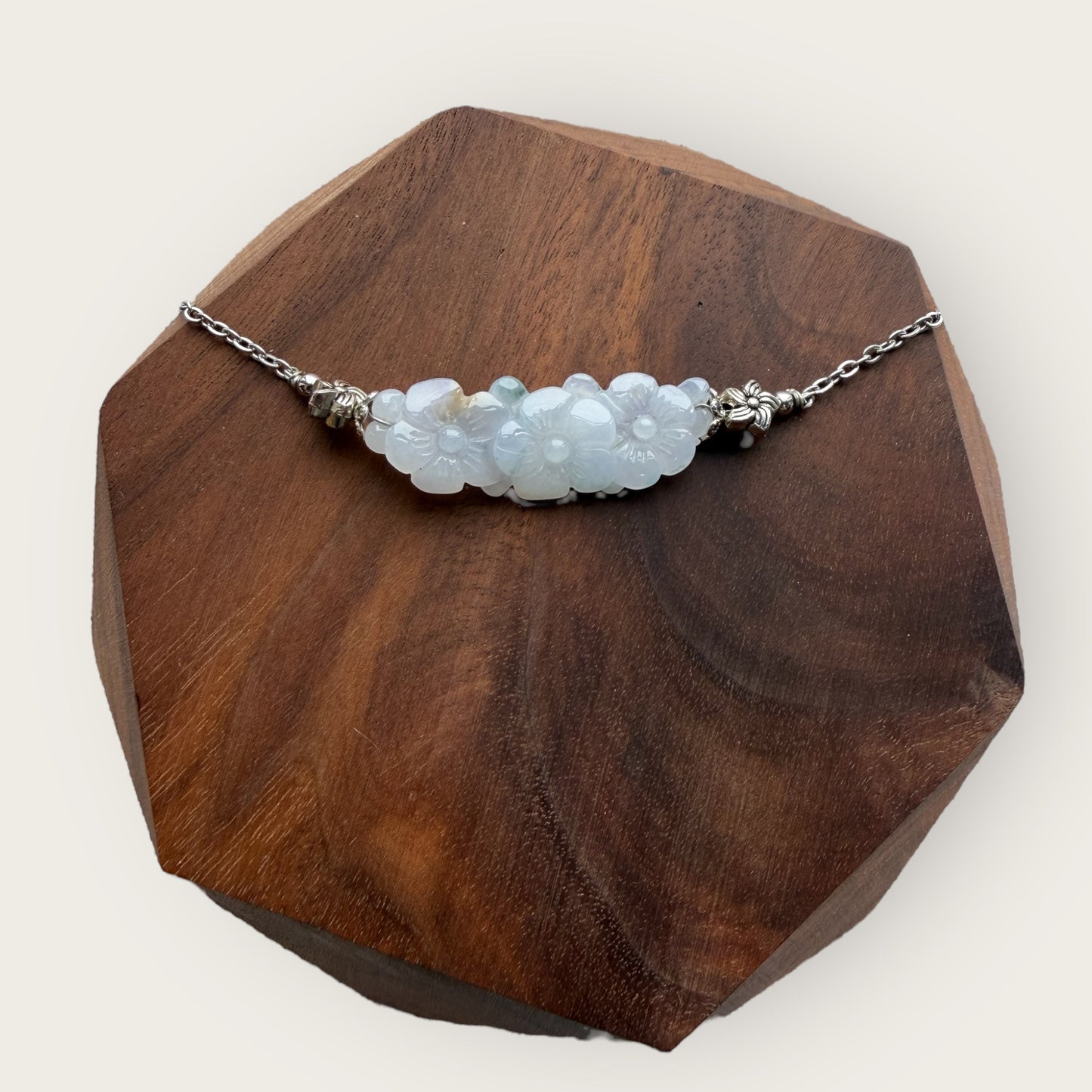 Trio Flower Coin Jadeite Necklace