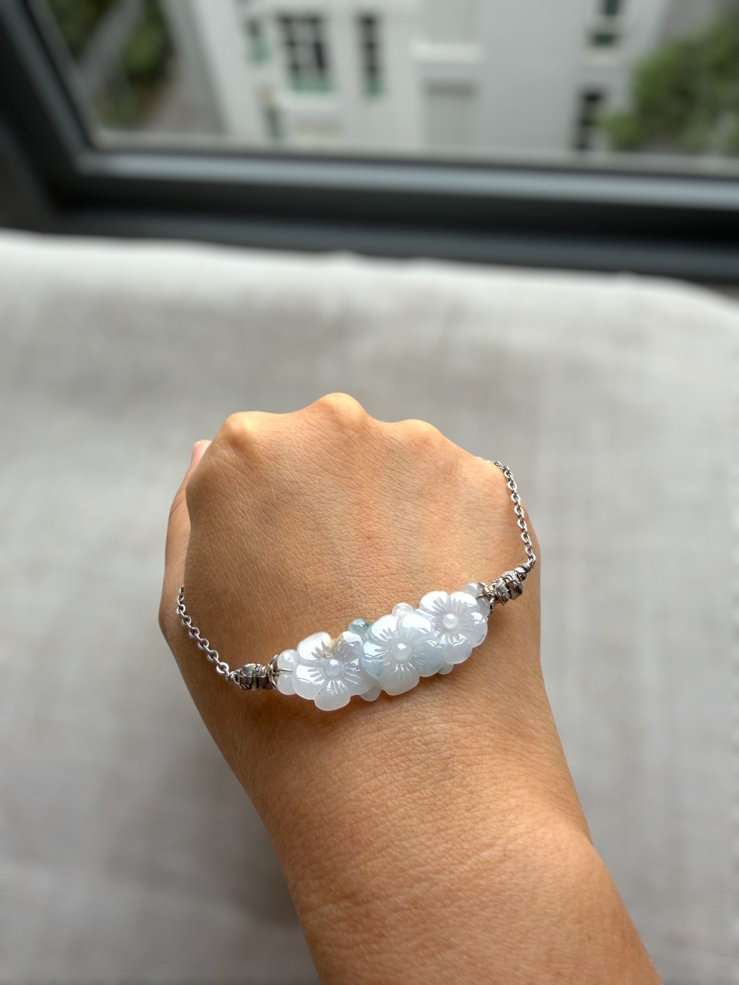 Trio Flower Coin Jadeite Necklace