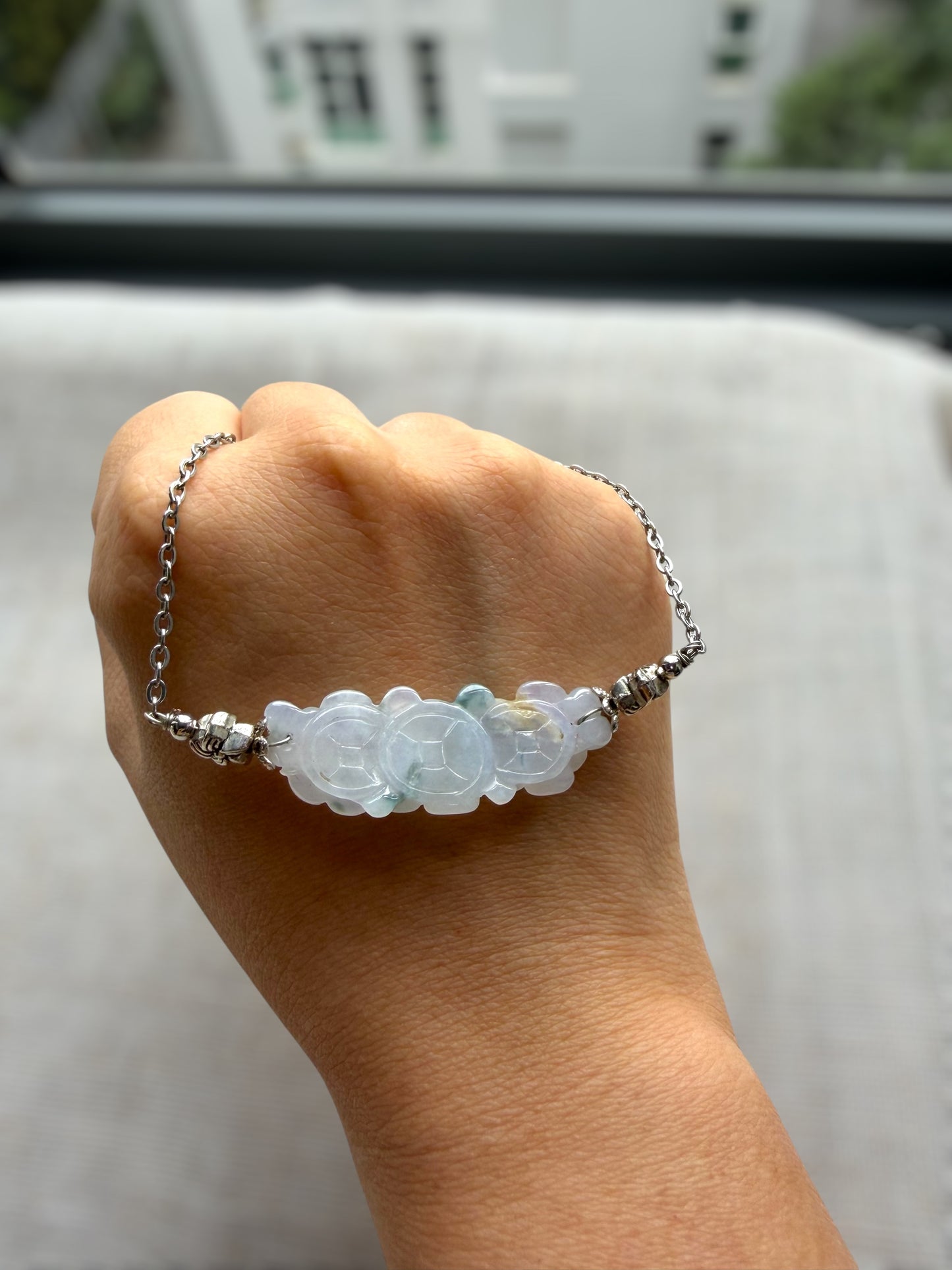 Trio Flower Coin Jadeite Necklace