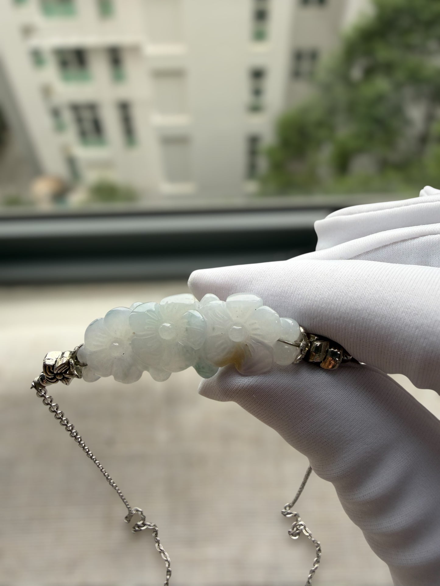 Trio Flower Coin Jadeite Necklace