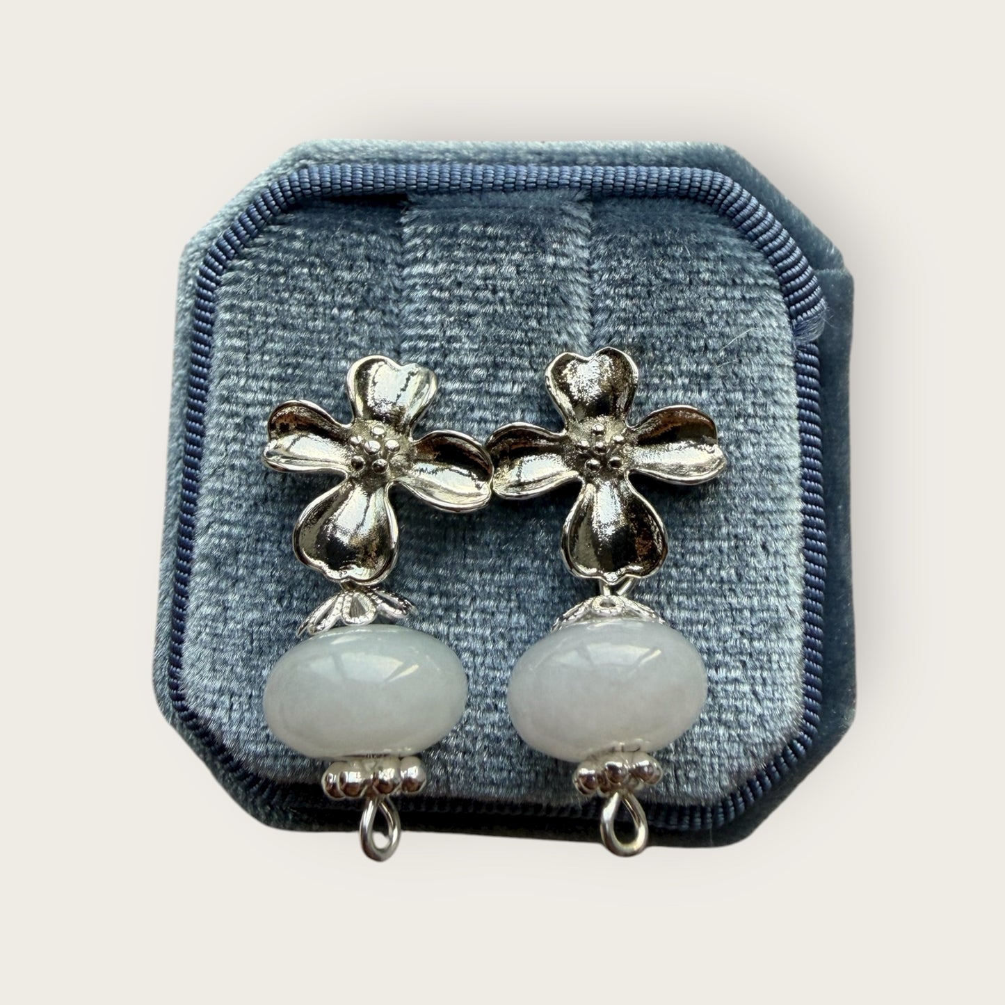 White Jadeite Abacus Earring Studs