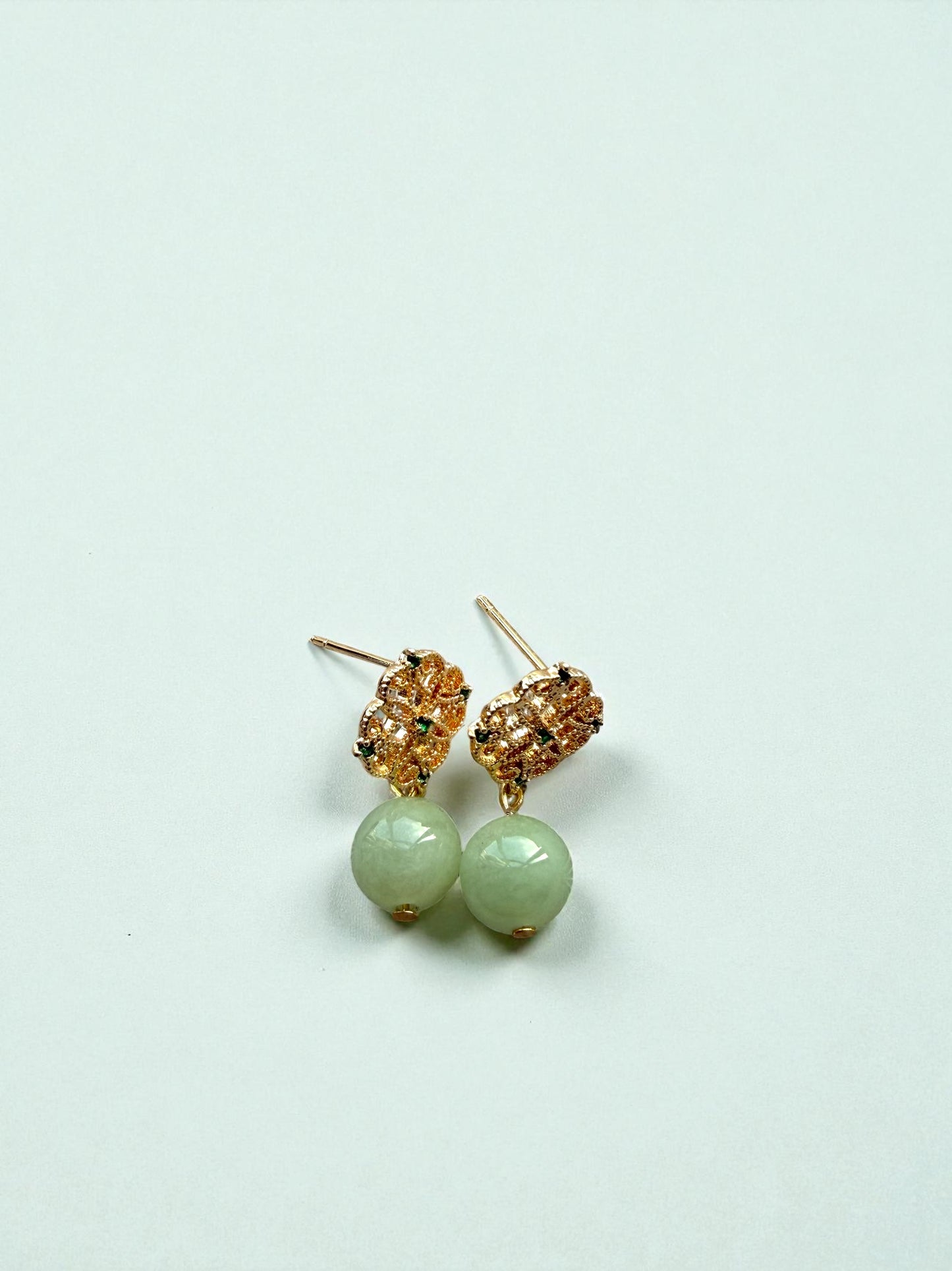 Green Jadeite Vintage Earring Studs