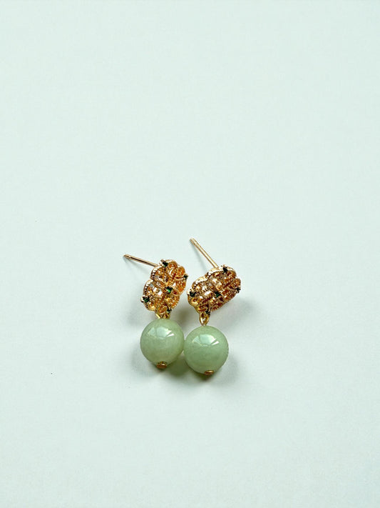 Green Jadeite Vintage Earring Studs