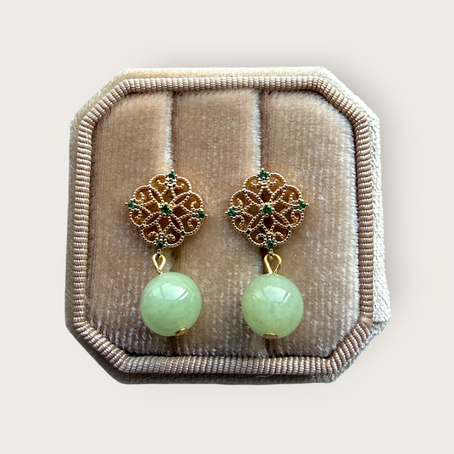 Green Jadeite Vintage Earring Studs