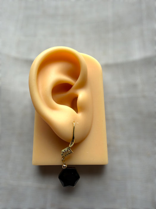 Black Jadeite Hexagon Earring Hooks