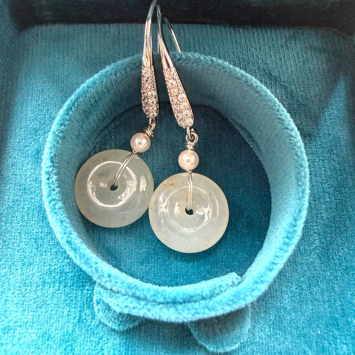 White Jadeite Donut Earring Hooks