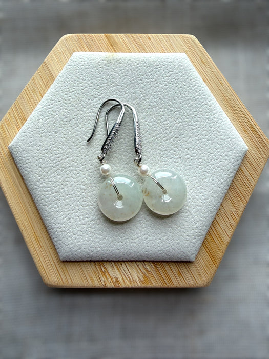 White Jadeite Donut Earring Hooks