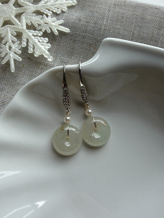 White Jadeite Donut Earring Hooks