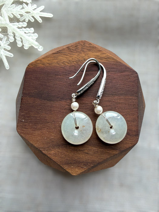 White Jadeite Donut Earring Hooks
