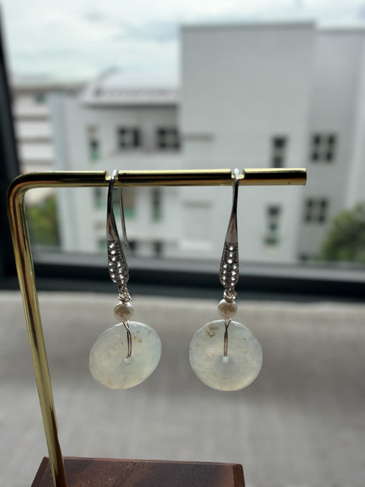 White Jadeite Donut Earring Hooks