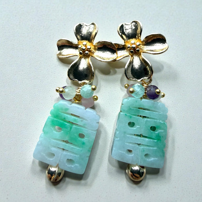 Green Xi Jadeite Earring Studs