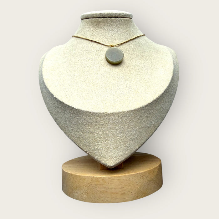 Round Yellow Jadeite Pendant Necklace - 18K Gold