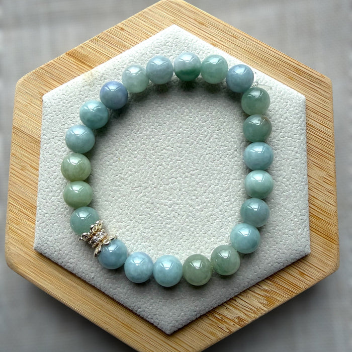 Blue Green Jadeite Bead Bracelet