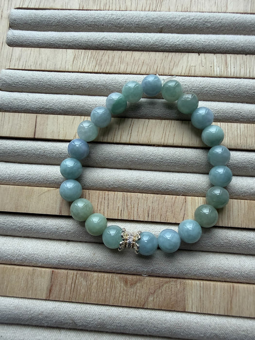 Blue Green Jadeite Bead Bracelet